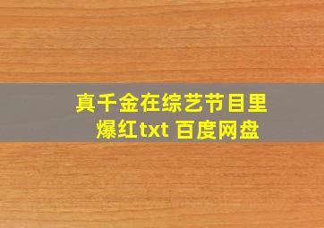 真千金在综艺节目里爆红txt 百度网盘